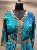 Ombre Teal & Blue Embroidered Anarkali (9203 D-26)