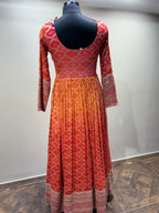 Ombre Pink and Orange Geometric Print Gown (4124 GA-21)