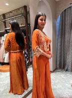 Orange Crushed Palazzo and Embellished Jacket (8212 M-16)