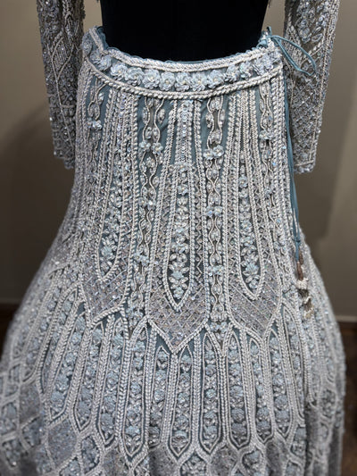 Icy Blue Heavy Embroidered Lehenga (417 d-111)