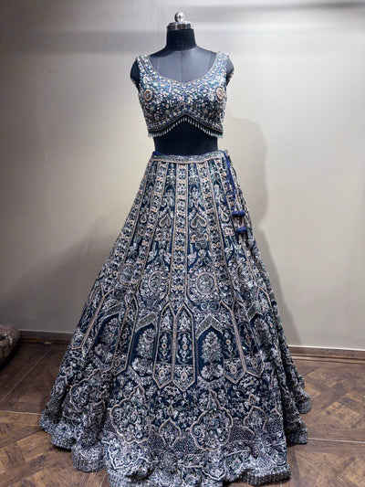 Opulent Midnight Blue Embroidered Lehenga (CCRL-25-39 D-32)