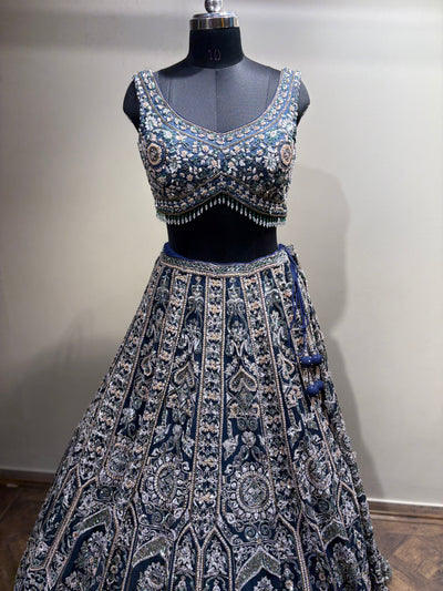 Opulent Midnight Blue Embroidered Lehenga (CCRL-25-39 D-32)