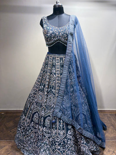 Opulent Midnight Blue Embroidered Lehenga (CCRL-25-39 D-32)