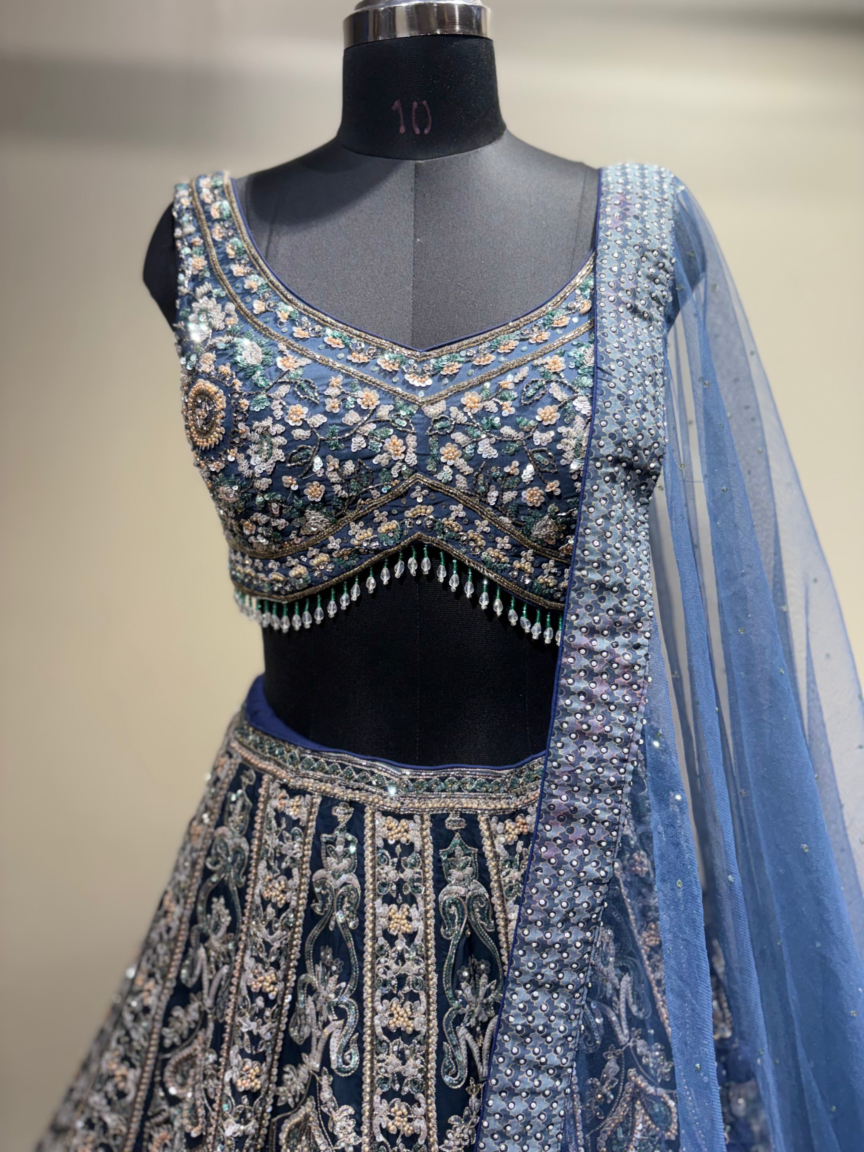 Opulent Midnight Blue Embroidered Lehenga (CCRL-25-39 D-32)