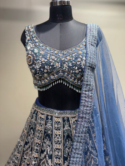 Opulent Midnight Blue Embroidered Lehenga (CCRL-25-39 D-32)