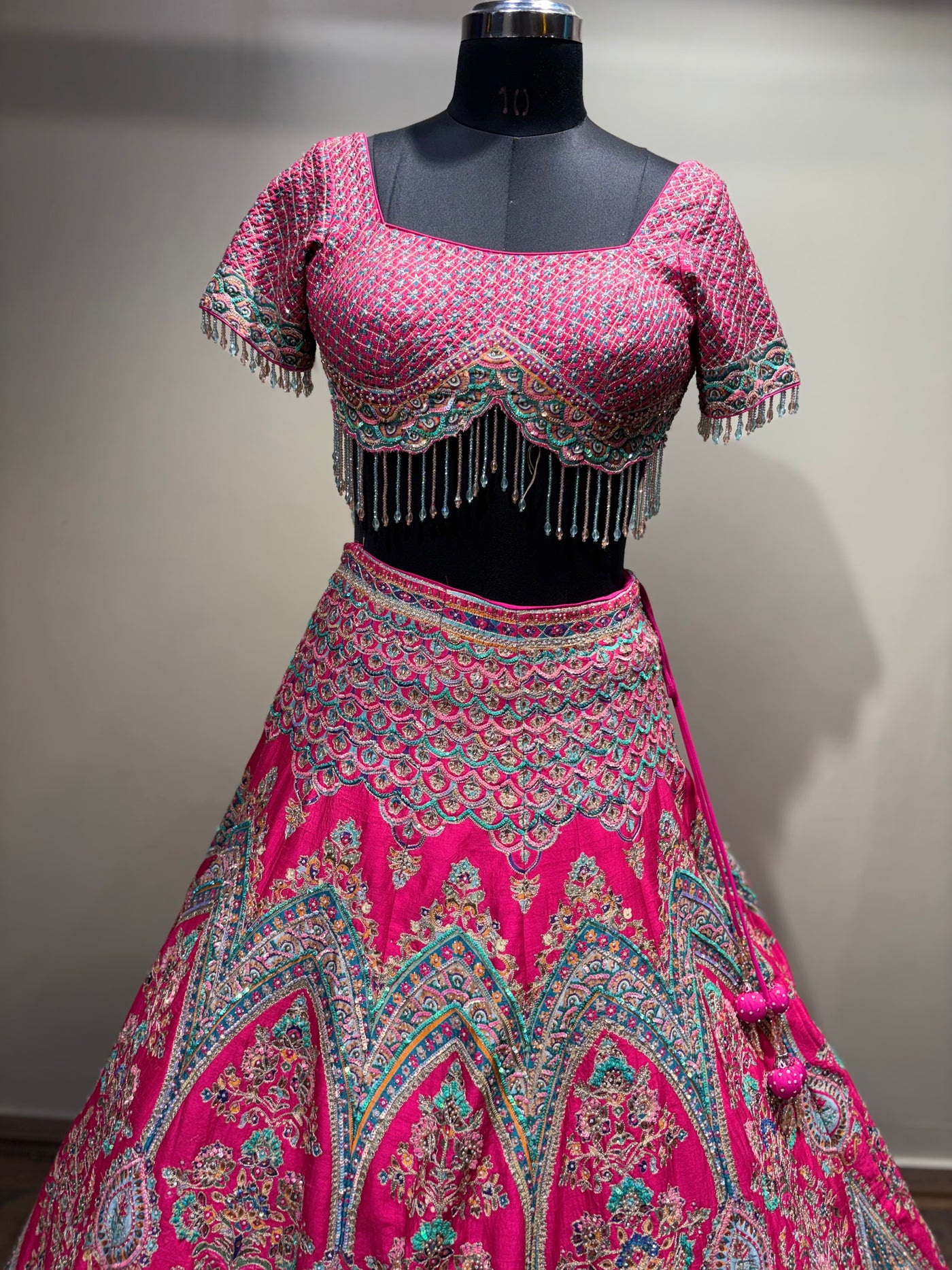 Fuchsia Pink & Aqua Embroidered Bridal Lehenga (CCRL-543 D-32)