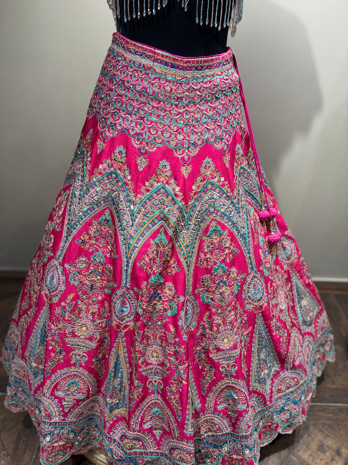 Fuchsia Pink & Aqua Embroidered Bridal Lehenga (CCRL-543 D-32)