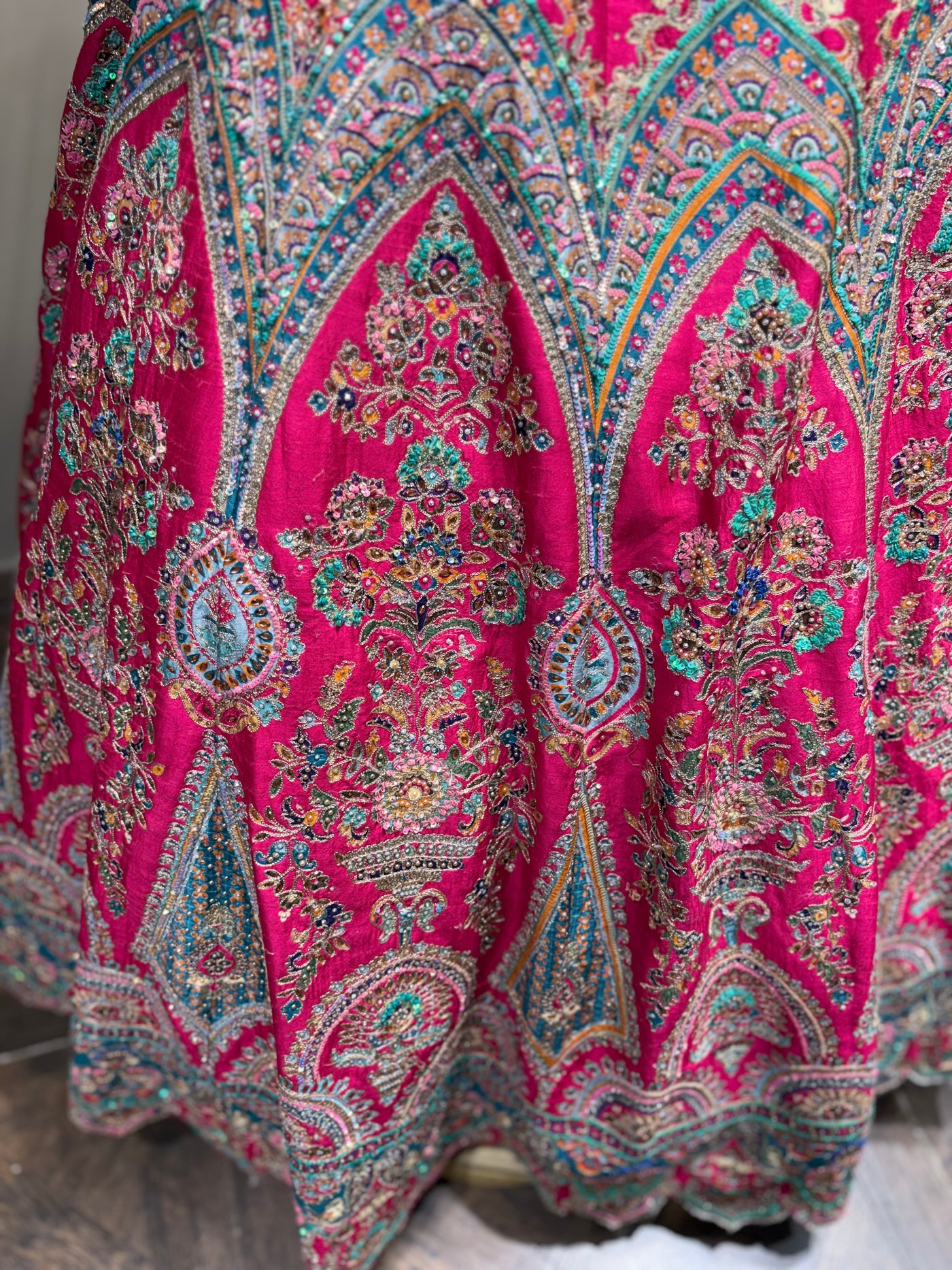 Fuchsia Pink & Aqua Embroidered Bridal Lehenga (CCRL-543 D-32)