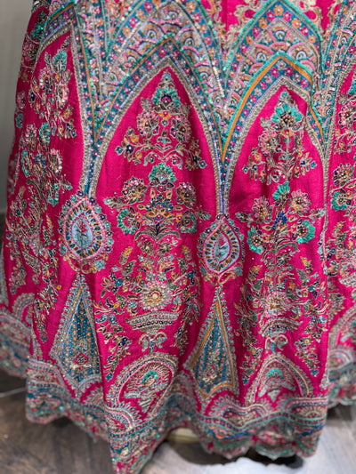 Fuchsia Pink & Aqua Embroidered Bridal Lehenga (CCRL-543 D-32)