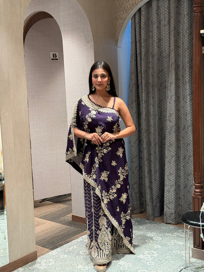 Regal Purple Embroidered Kurti Set (2904 D-26)