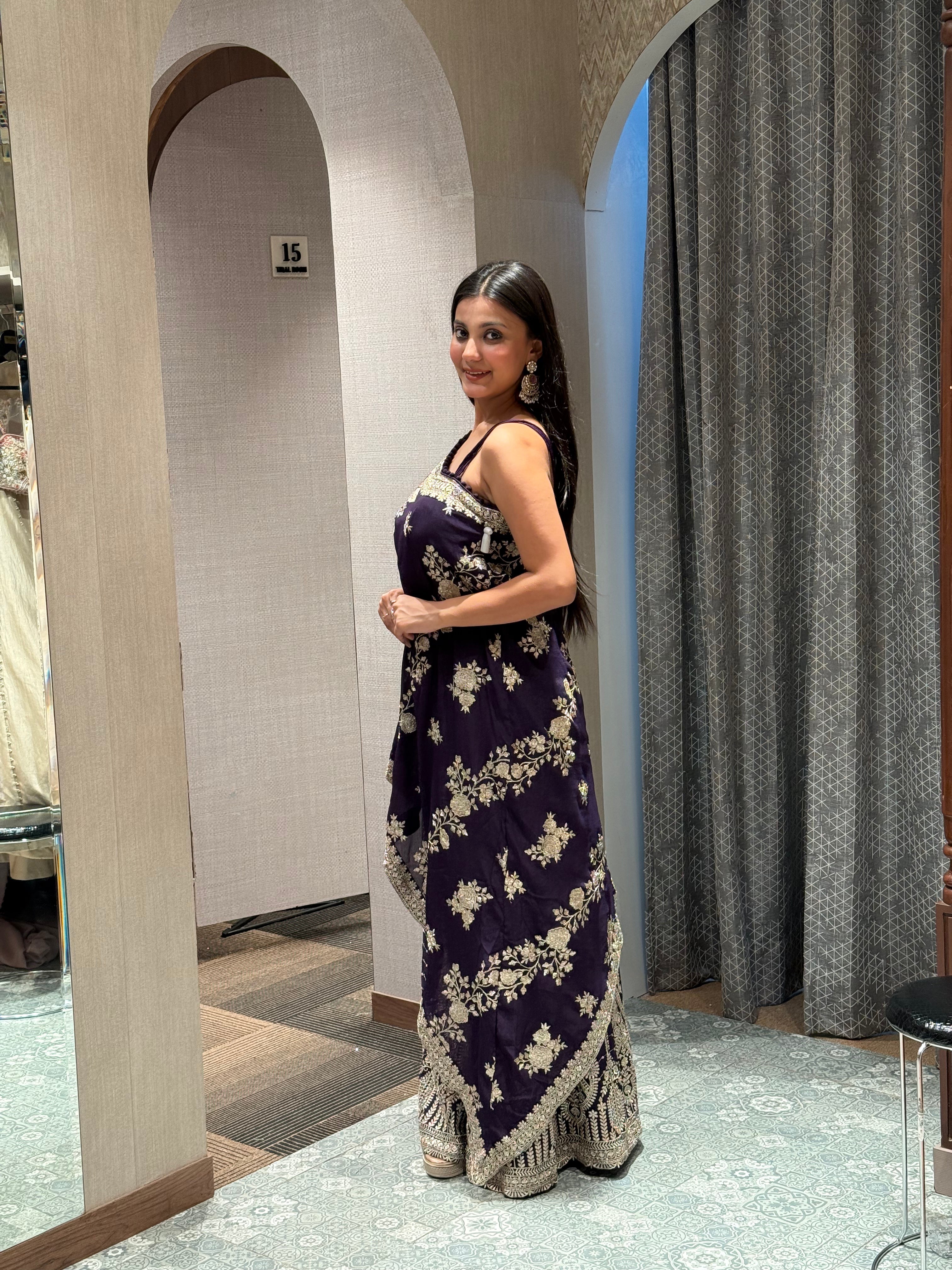 Regal Purple Embroidered Kurti Set (2904 D-26)