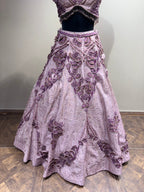 Mauve 3D Floral Embroidered Lehenga (1275 D-40)