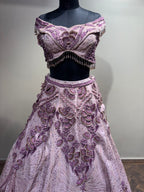 Mauve 3D Floral Embroidered Lehenga (1275 D-40)