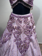 Mauve 3D Floral Embroidered Lehenga (1275 D-40)