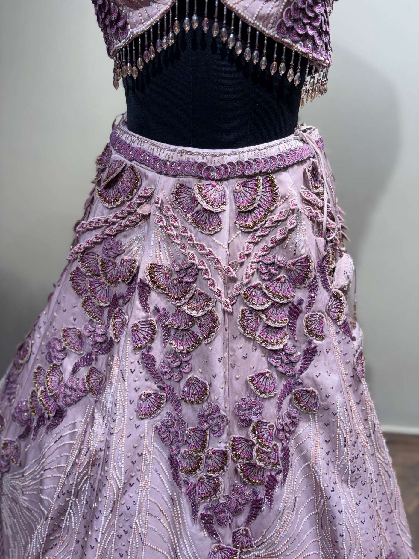 Mauve 3D Floral Embroidered Lehenga (1275 D-40)