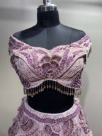 Mauve 3D Floral Embroidered Lehenga (1275 D-40)