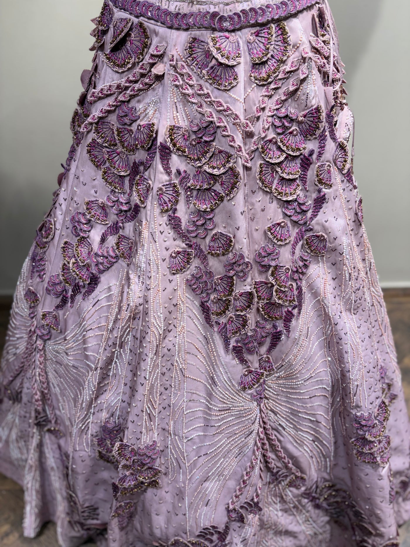 Mauve 3D Floral Embroidered Lehenga (1275 D-40)