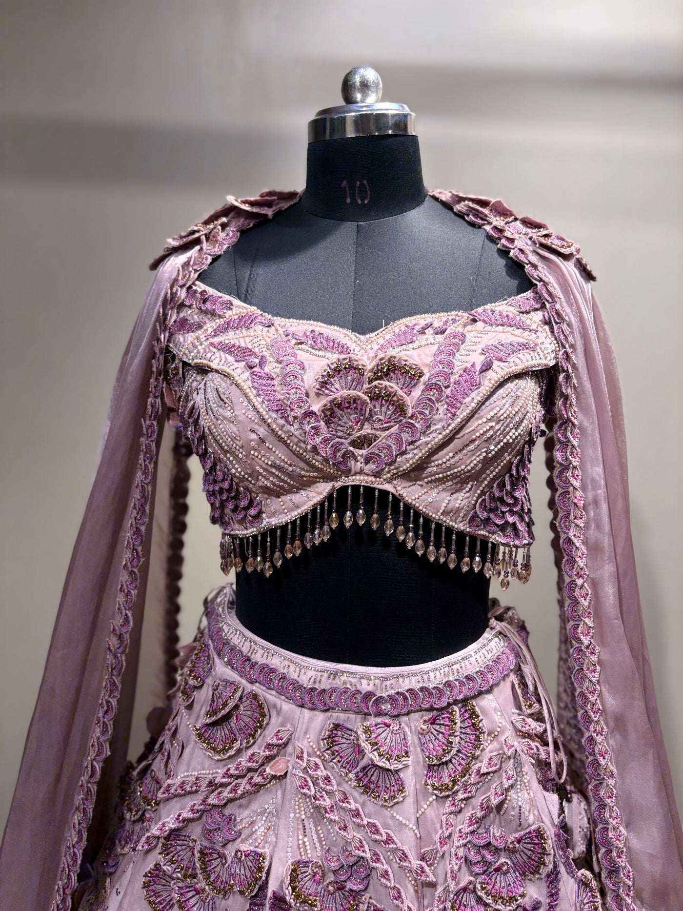 Mauve 3D Floral Embroidered Lehenga (1275 D-40)