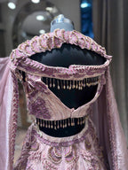 Mauve 3D Floral Embroidered Lehenga (1275 D-40)