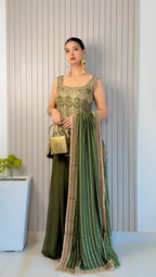 Green Peplum and Palazzo Set (3767 D-85)