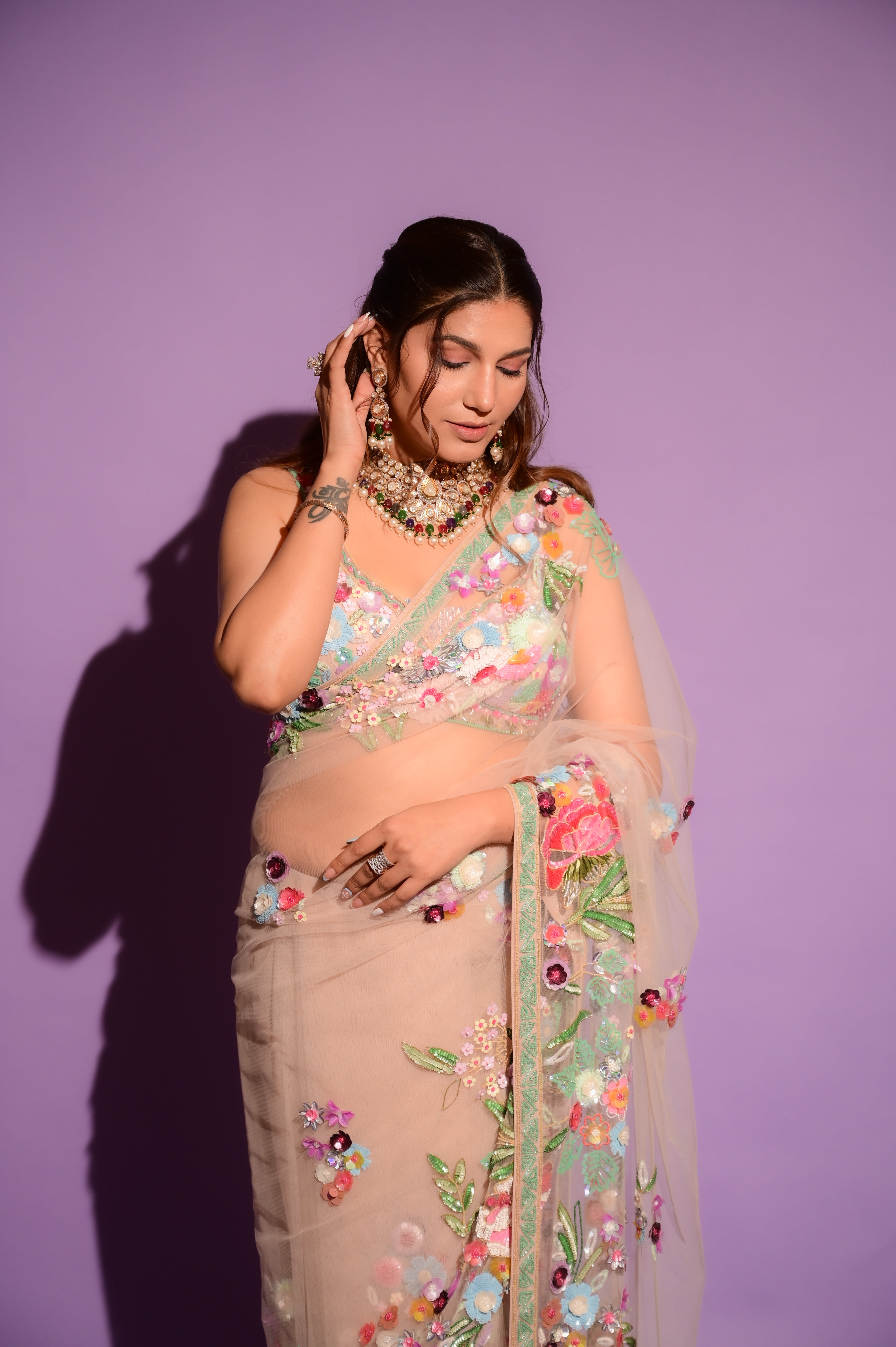 Handwork Saree in Pastel Palette - by Sapna Chaudhry (D-93)