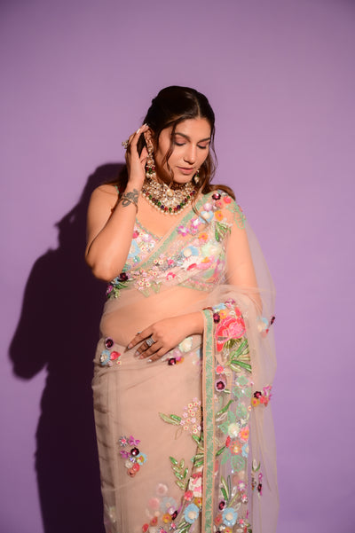 Handwork Saree in Pastel Palette - by Sapna Chaudhry (D-93)