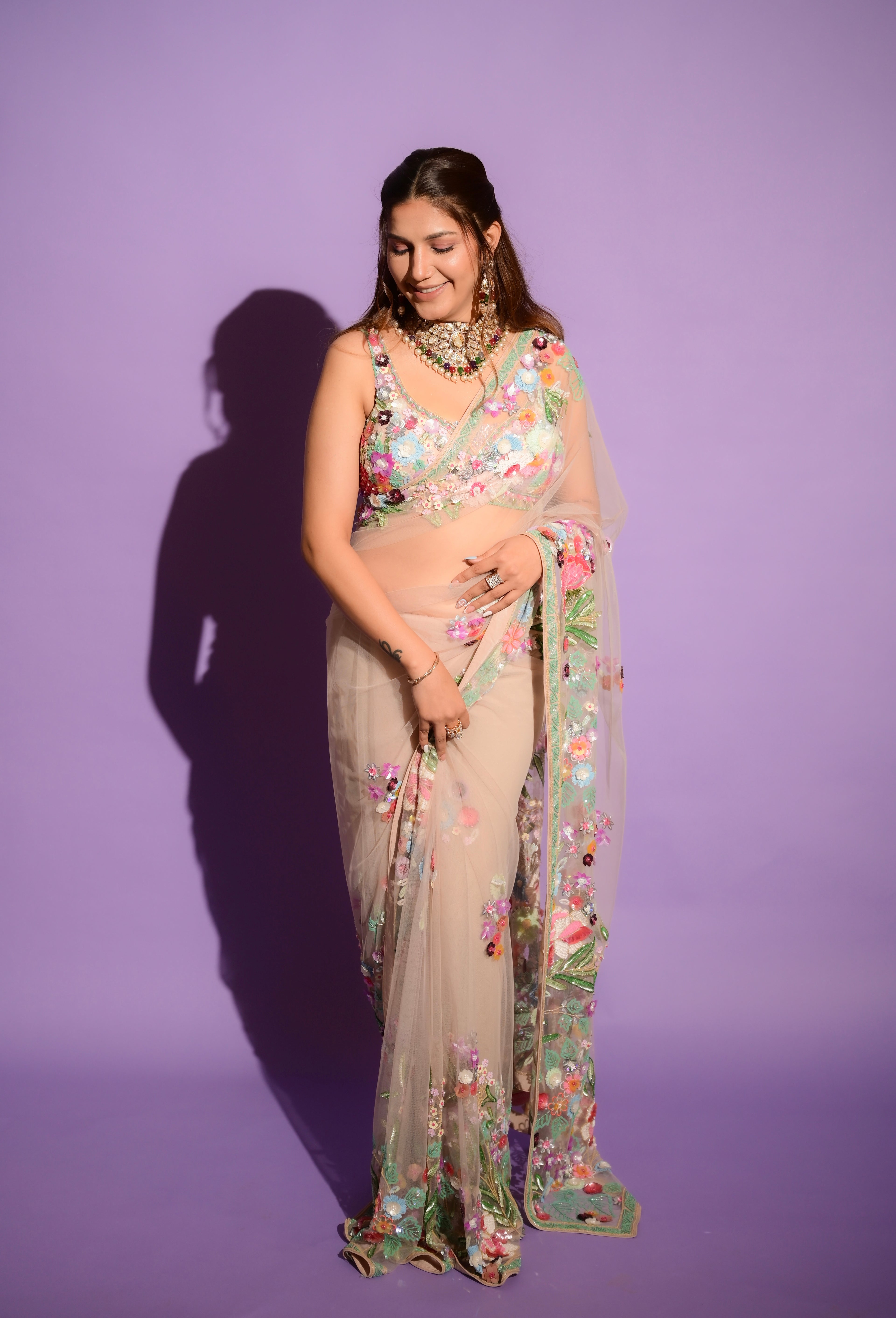 Handwork Saree in Pastel Palette - by Sapna Chaudhry (D-93)