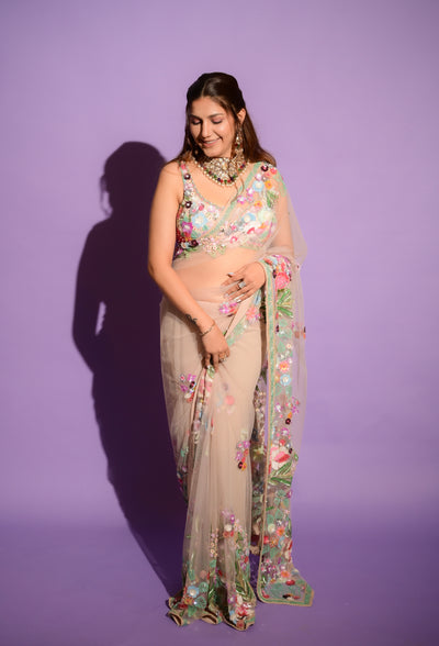 Handwork Saree in Pastel Palette - by Sapna Chaudhry (D-93)