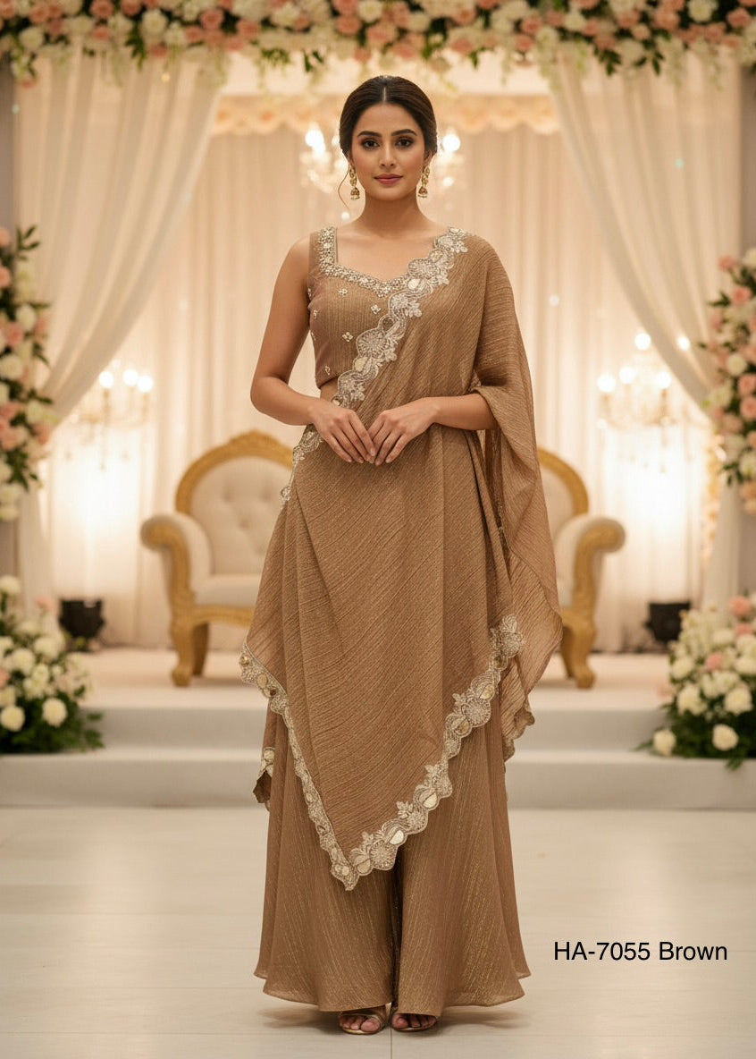 Elegant Brown Sharara Set Main image
