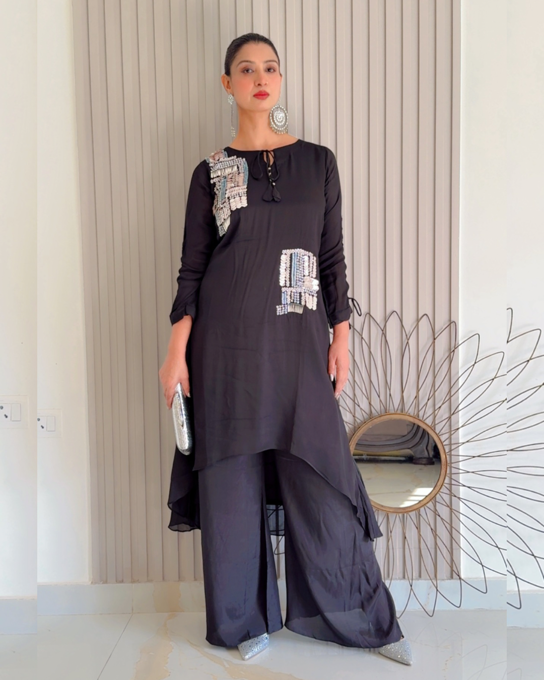 Chic Black Patchwork Co-ord Set (NB10590 BS-64)