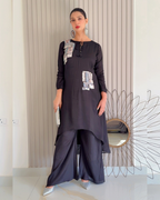 Chic Black Patchwork Co-ord Set (NB10590 BS-64)