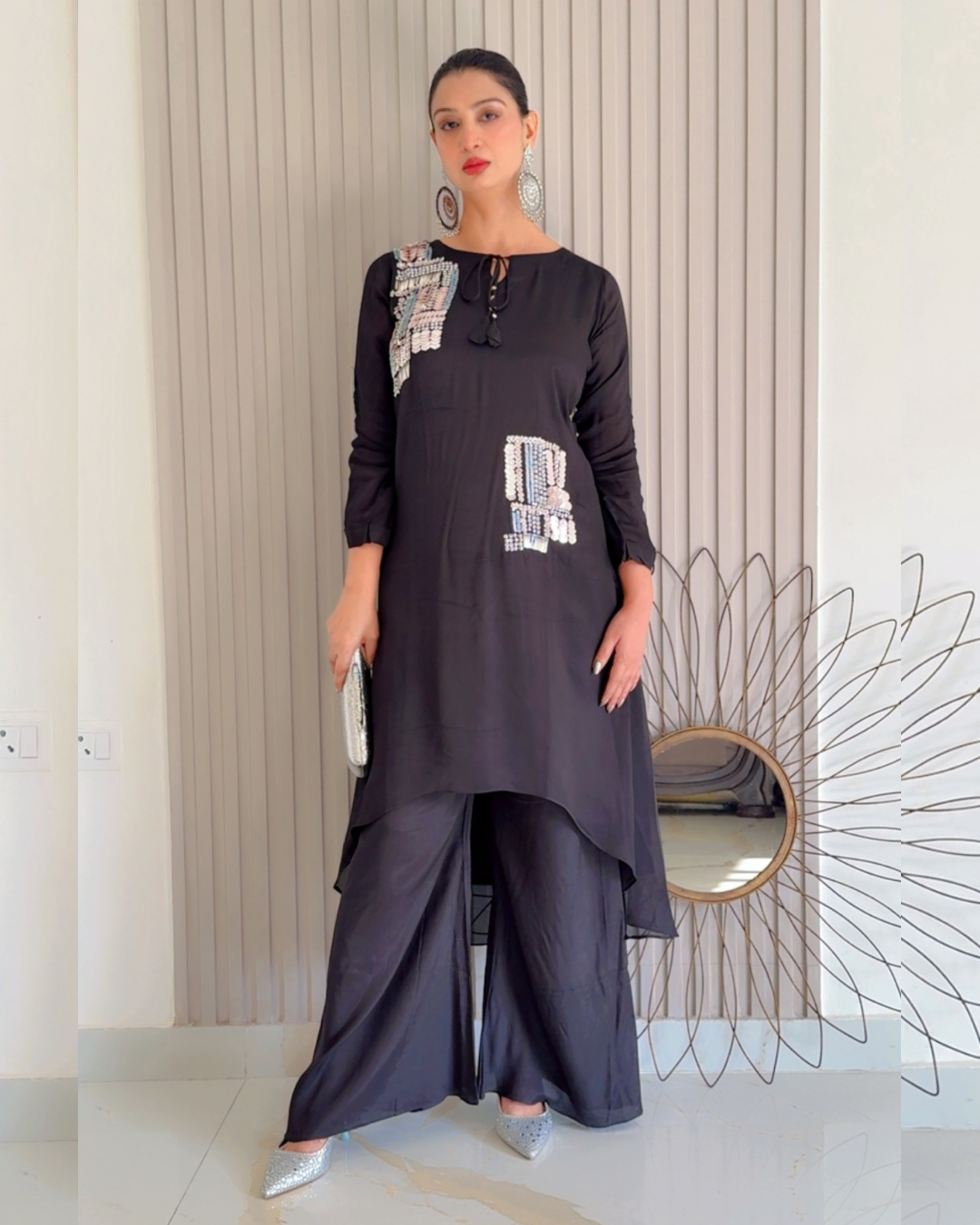 Chic Black Patchwork Co-ord Set (NB10590 BS-64)