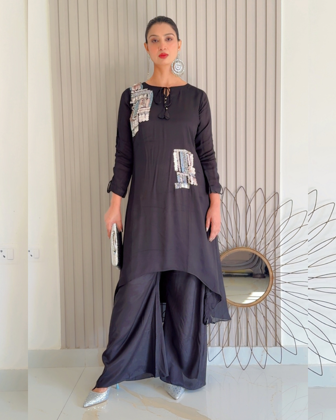 Chic Black Patchwork Co-ord Set (NB10590 BS-64)