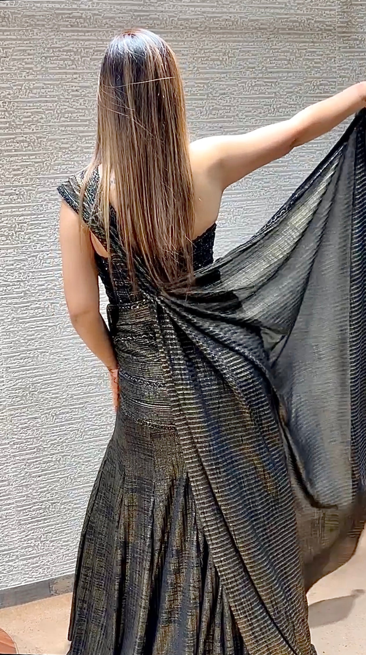 Glimmering Twilight Pre-Draped Saree ( DC-25073 D-56)