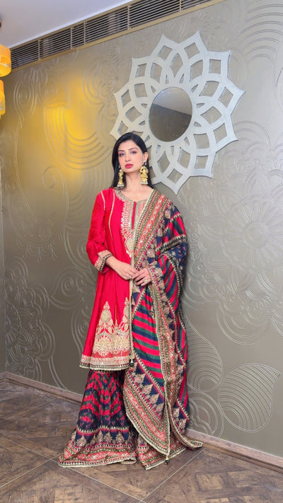 Royal Crimson Sharara Suit (14163 D-145)