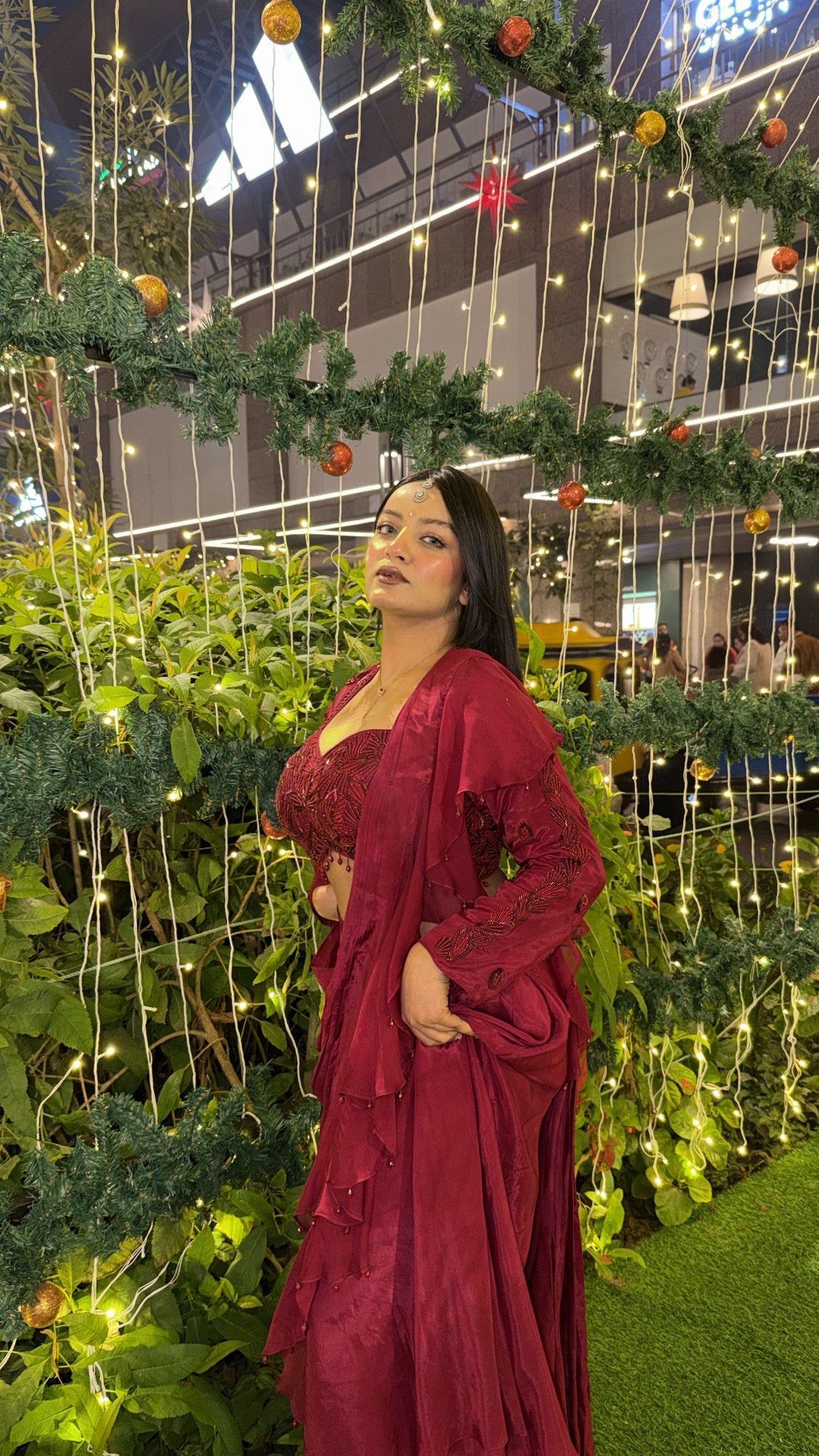 Hot Red Pre-Draped Saree (HA-6032 M-117)