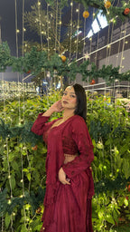 Hot Red Pre-Draped Saree (HA-6032 M-117)