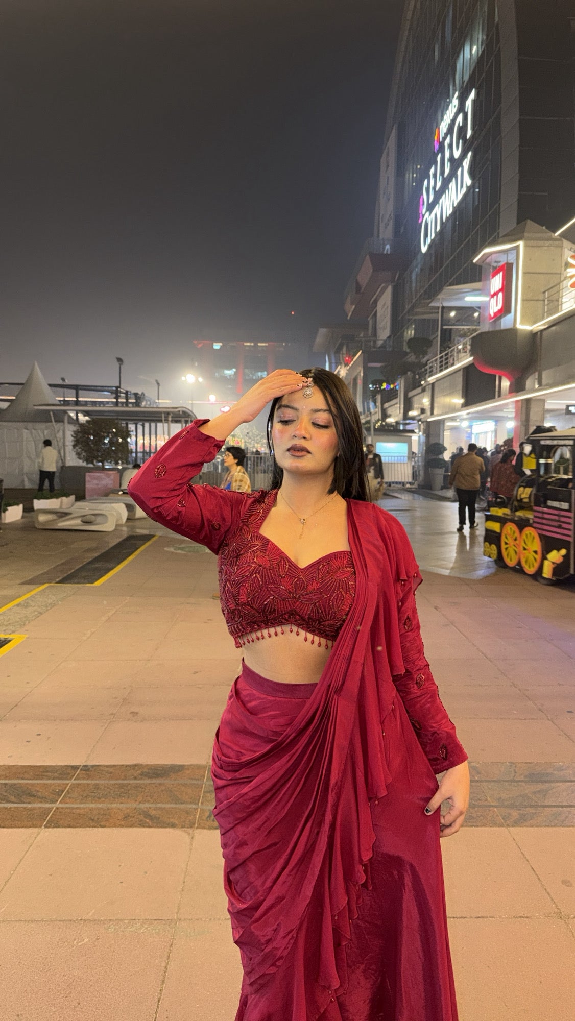 Hot Red Pre-Draped Saree (HA-6032 M-117)