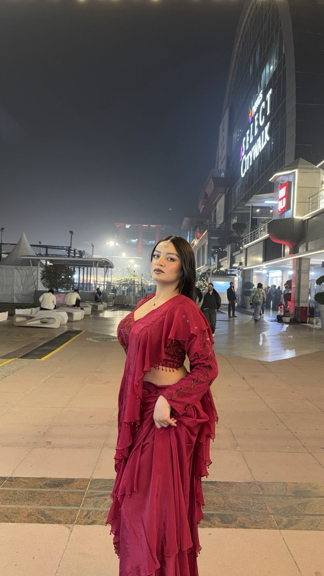 Hot Red Pre-Draped Saree (HA-6032 M-117)