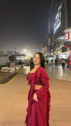 Hot Red Pre-Draped Saree (HA-6032 M-117)