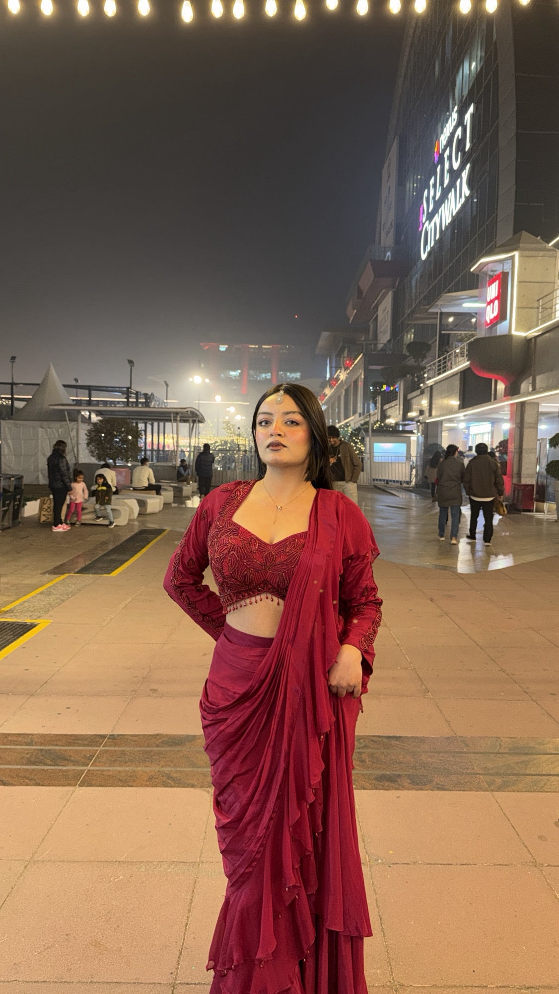 Hot Red Pre-Draped Saree (HA-6032 M-117) Secondary image