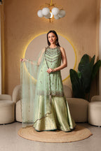 Mint Mystique Silk Sharara Set