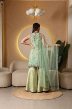 Mint Mystique Silk Sharara Set