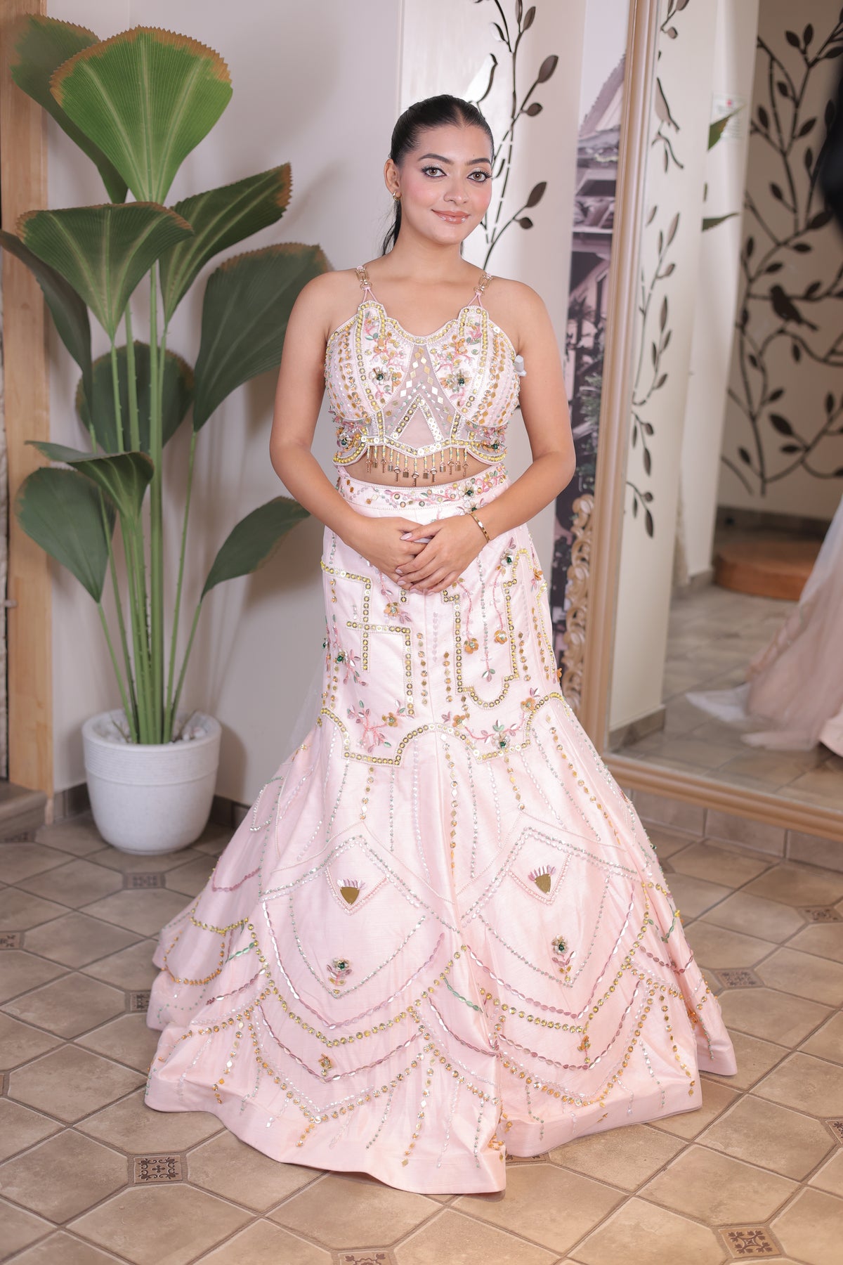 Pink Soft Fabric Designer Lehenga with Heavy Embellished Work