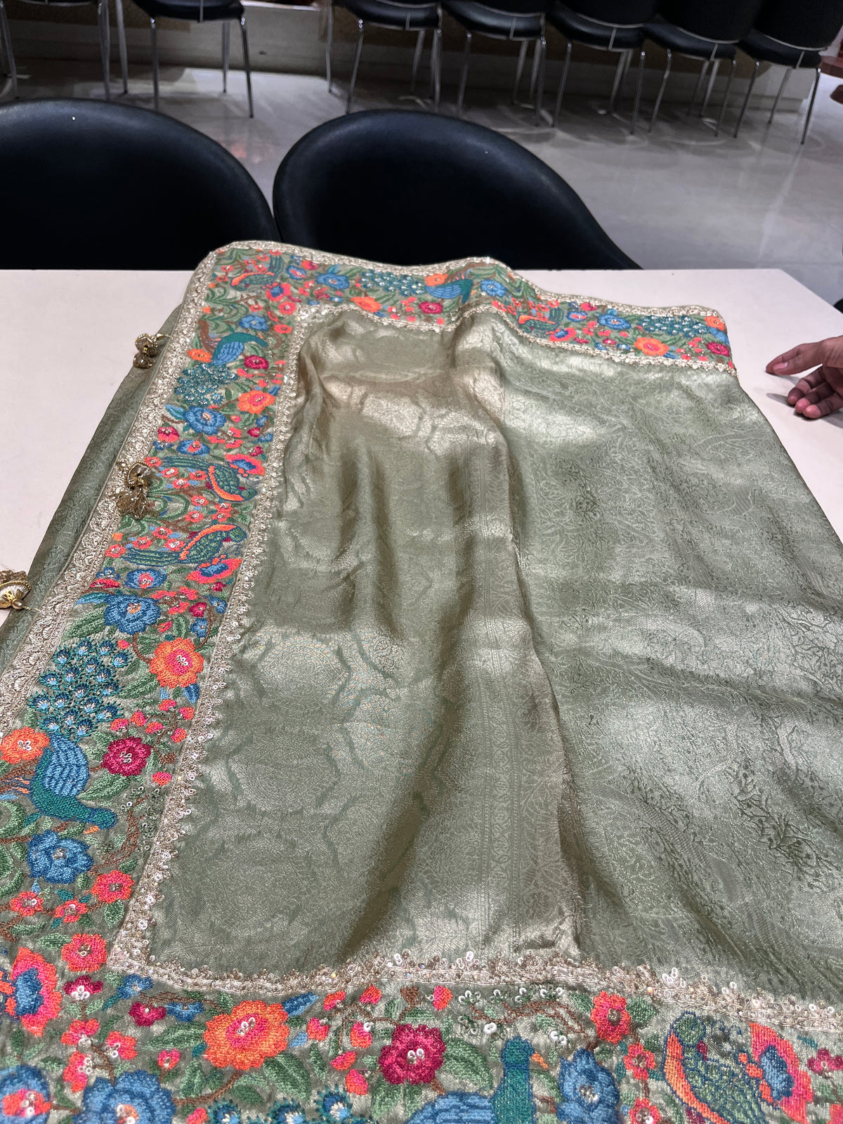 Elegant Yellow Silk Saree with Multicolour Floral Border