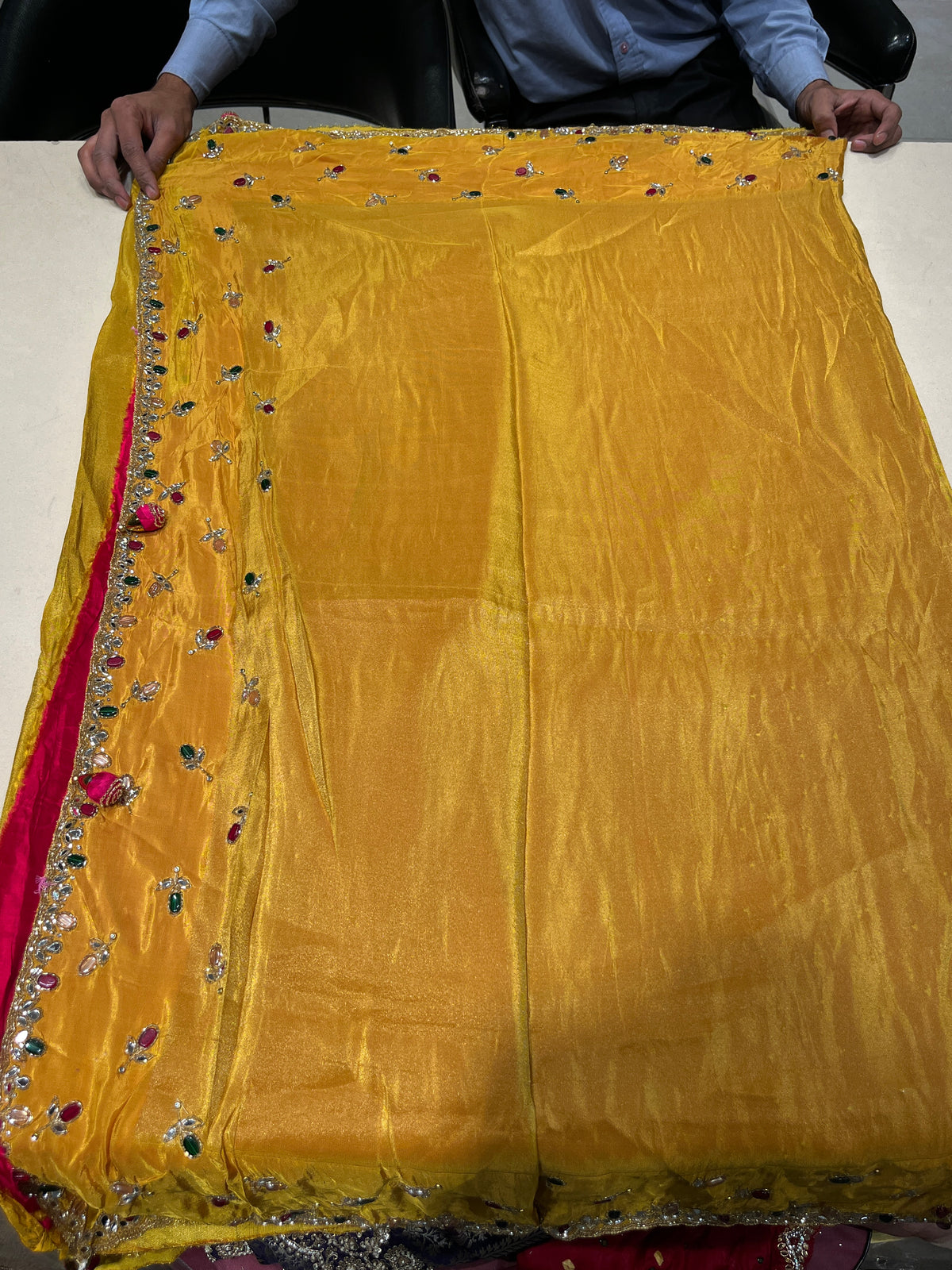 Sage Green Saree with Ornate Paisley Border