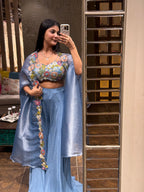 Floral Embroidered Cape & Sharara Set