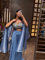 Floral Embroidered Cape & Sharara Set