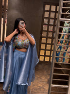 Floral Embroidered Cape & Sharara Set