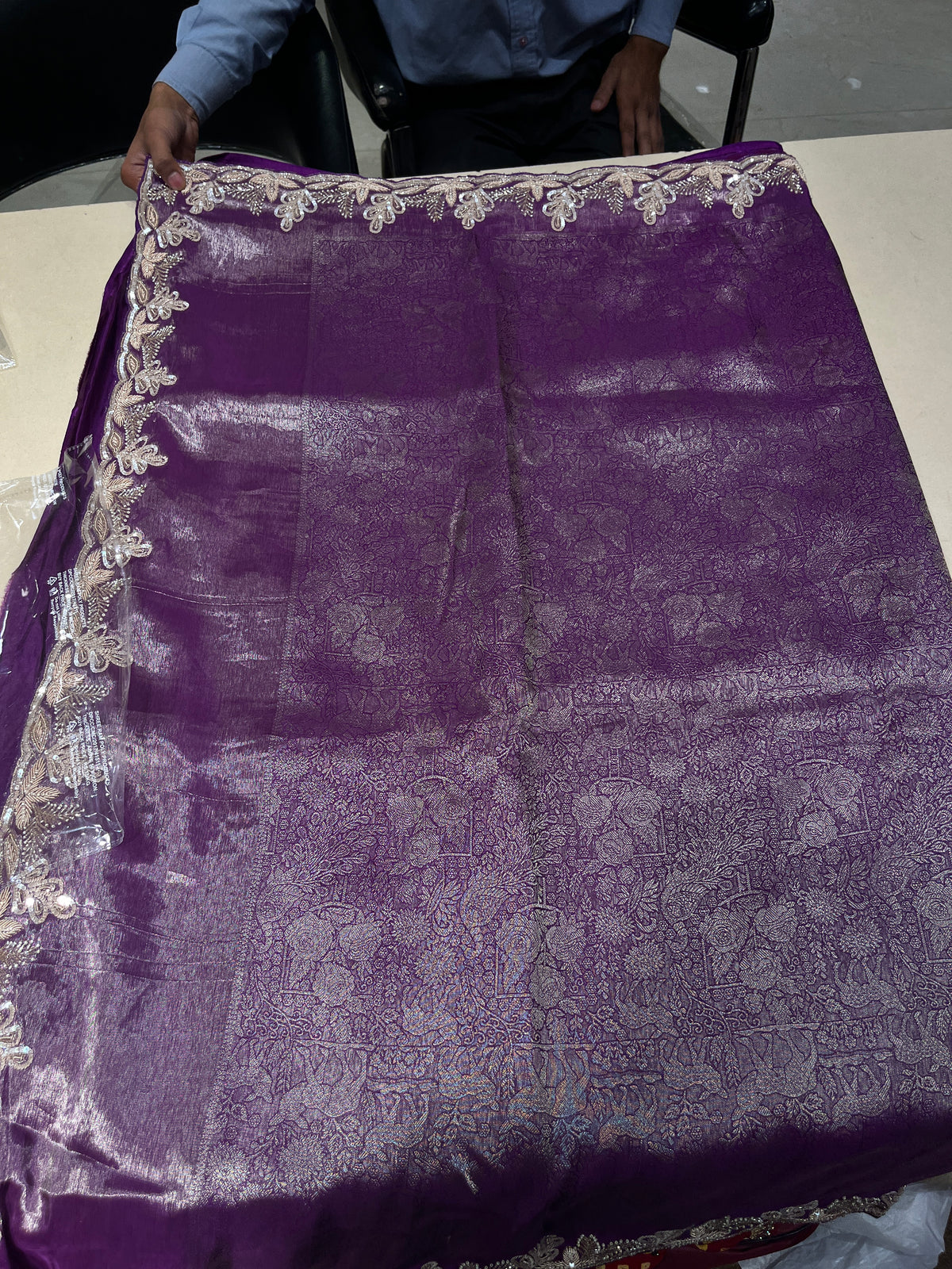 Purple Floral Embroidered Saree